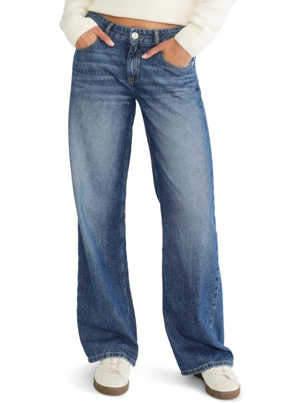 Women's Low Rise Baggy Wide Leg Jeans - Trendy Casual Denim Pants, Size [insert